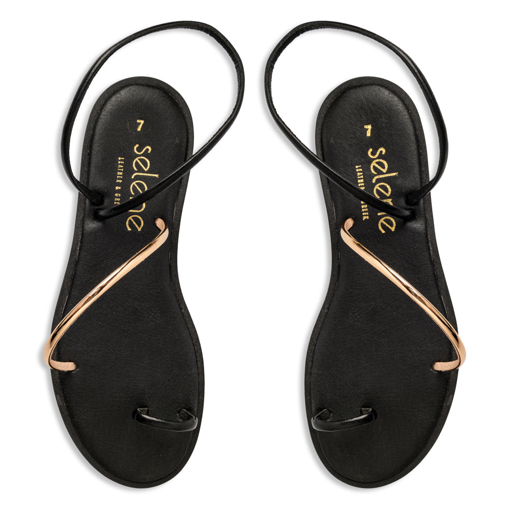 Soft Σανδάλι 23GS21 - Μαύρο & Ροζ Χρυσό
