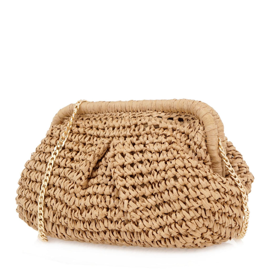 Ψάθινη Τσάντα B370 - Καφέ Ανοιχτό