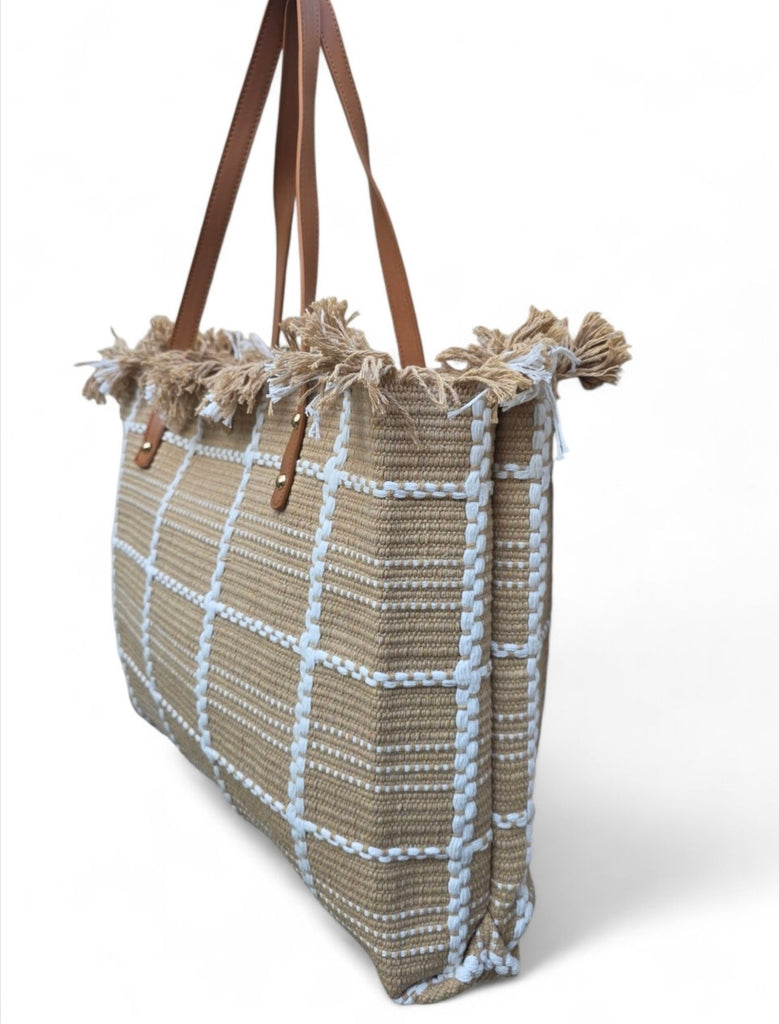 Χειροποίητη Τσάντα Μεγάλη B701 - Καφέ Ανοιχτό