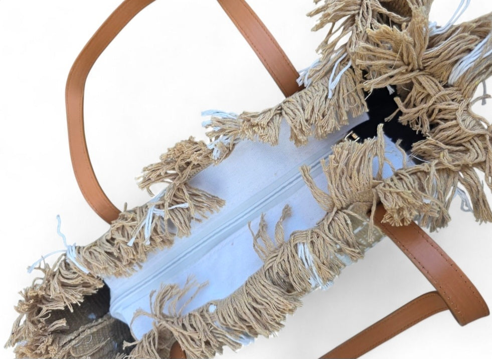 Χειροποίητη Τσάντα Μεγάλη B701 - Καφέ Ανοιχτό