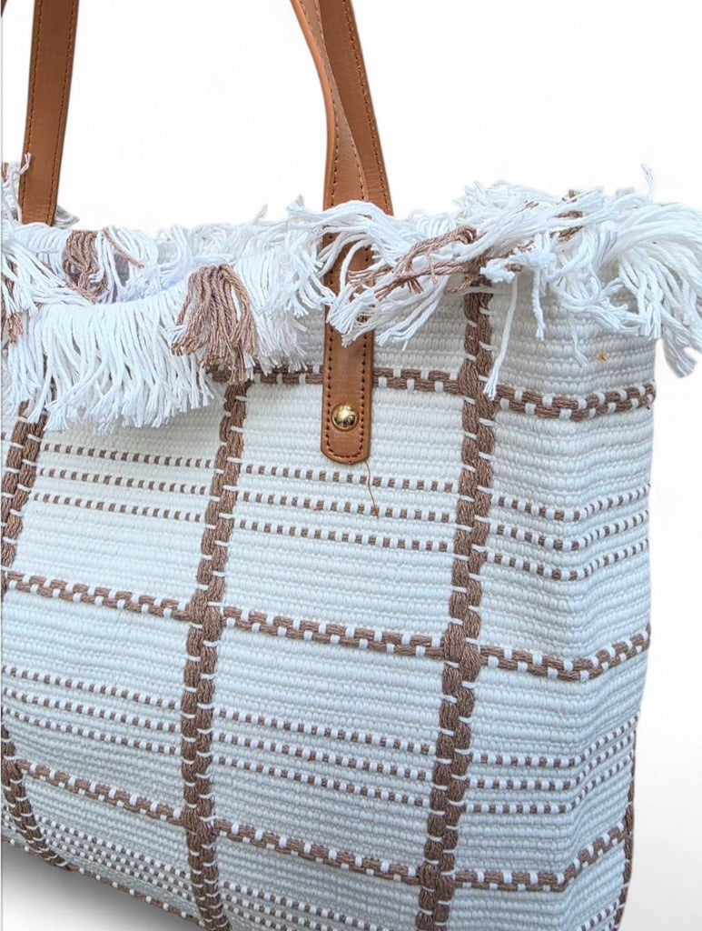 Χειροποίητη Τσάντα Μεγάλη B701 - Λευκή