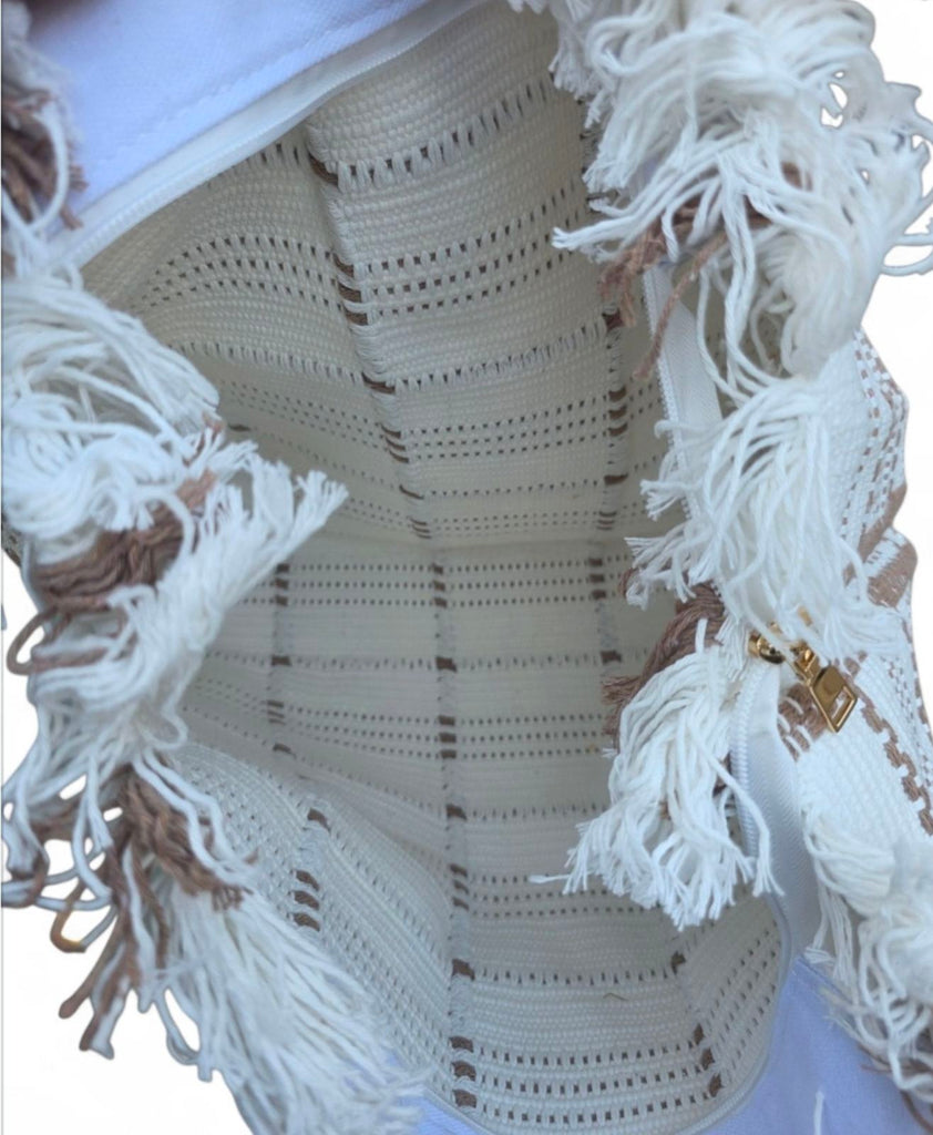 Χειροποίητη Τσάντα Μεγάλη B701 - Λευκή