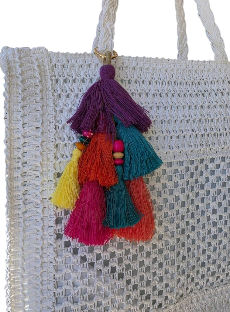 Χειροποίητη Τσάντα Μεγάλη B702 - Λευκή Ψάθα