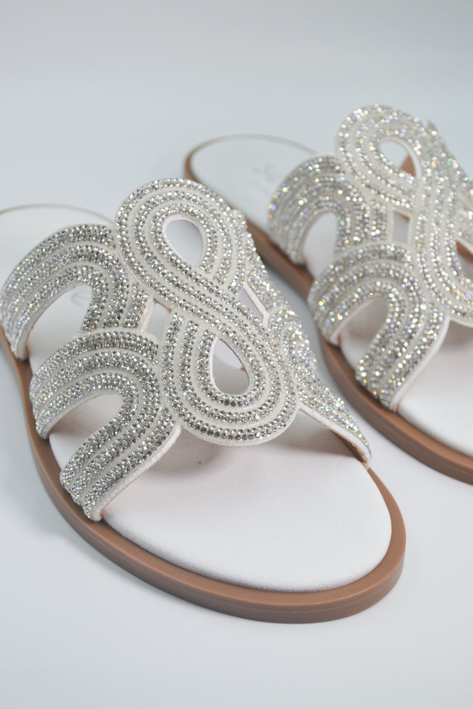 Νυφικό Σανδάλι BD02 - Λευκό Στρας