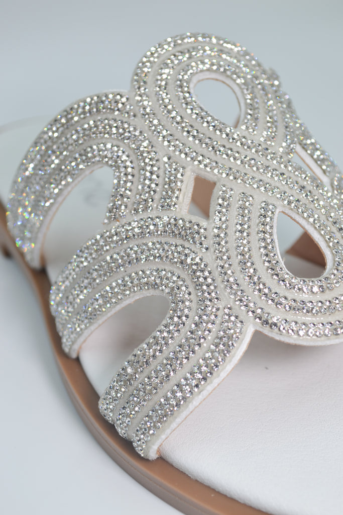 Νυφικό Σανδάλι BD02 - Λευκό Στρας