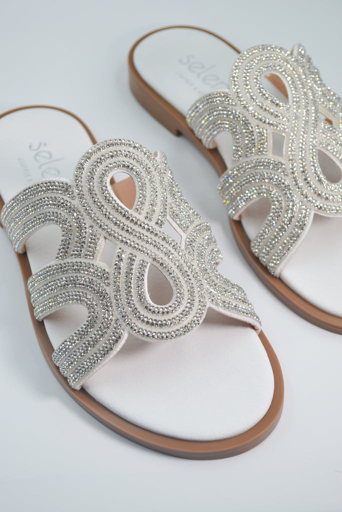 Νυφικό Σανδάλι BD02 - Λευκό Στρας