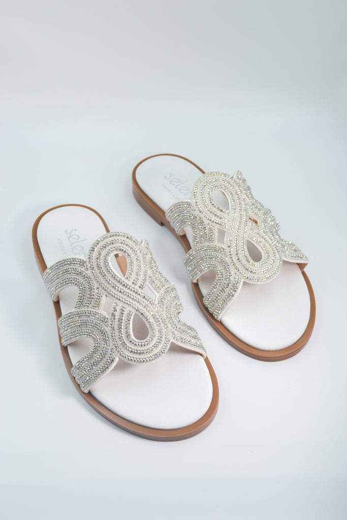 Νυφικό Σανδάλι BD02 - Λευκό Στρας