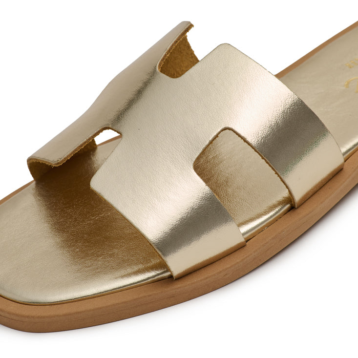 Soft Σανδάλι K244 Καρέ - Χρυσό Μεταλλικό