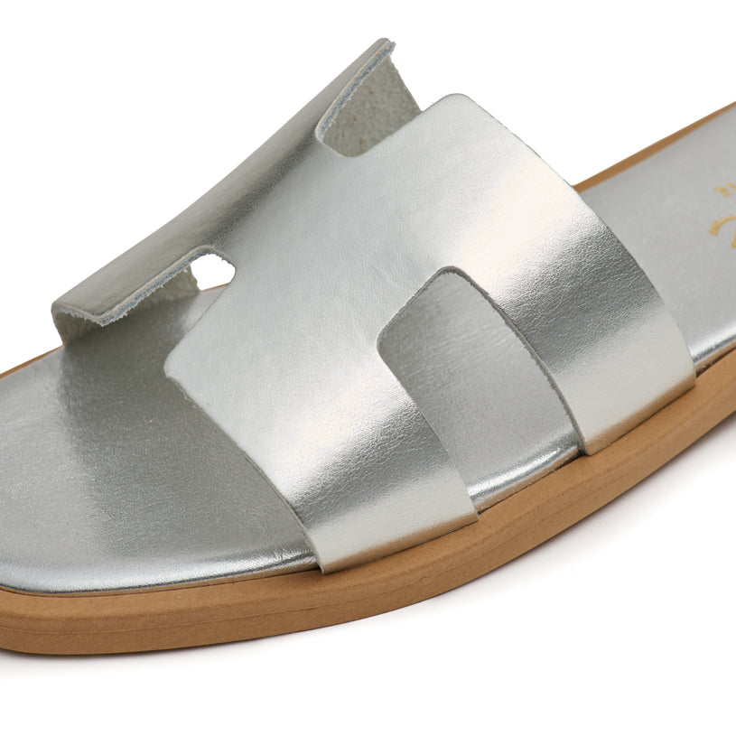 Soft Σανδάλι K244 Καρέ - Ασημί Μεταλλικό