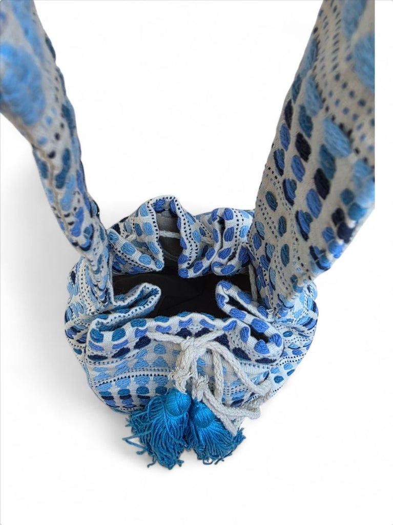 Γυναικεία Τσάντα Πουγκί B345 - Λευκό & Γαλάζιο