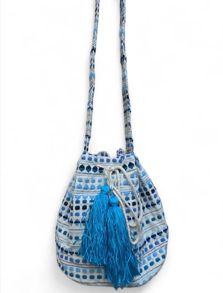 Γυναικεία Τσάντα Πουγκί B345 - Λευκό & Γαλάζιο