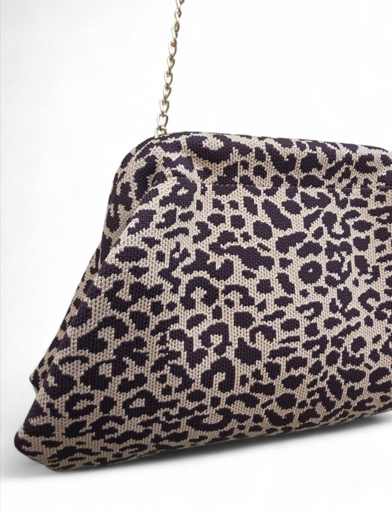 Γυναικεία Τσάντα B704 - Καφέ & Μαύρο Λέοπαρ