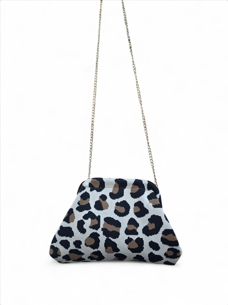 Γυναικεία Τσάντα B704 - Άσπρο/Μαύρο Καφέ Λέοπαρ