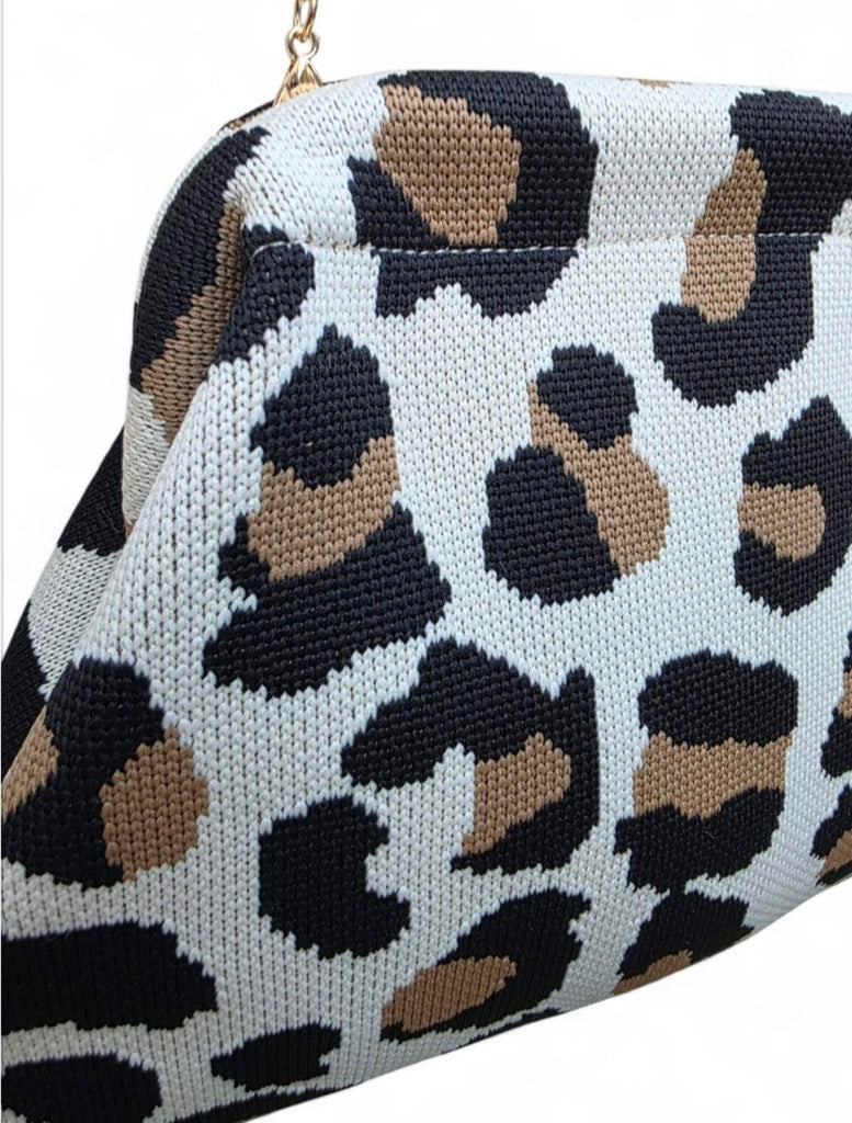 Γυναικεία Τσάντα B704 - Άσπρο/Μαύρο Καφέ Λέοπαρ