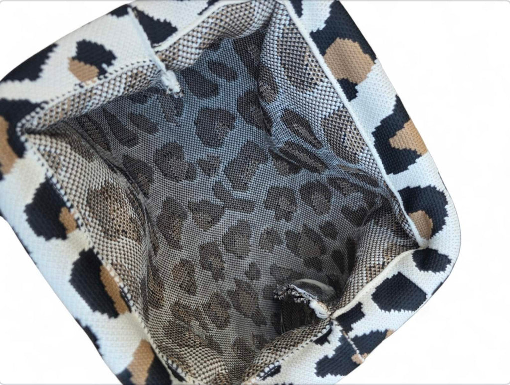 Γυναικεία Τσάντα B704 - Άσπρο/Μαύρο Καφέ Λέοπαρ