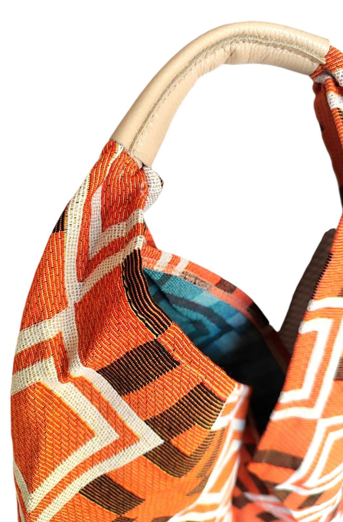 Γυναικεία Υφασμάτινη Τσάντα με Πορτοφόλι B255 - Πορτοκαλί