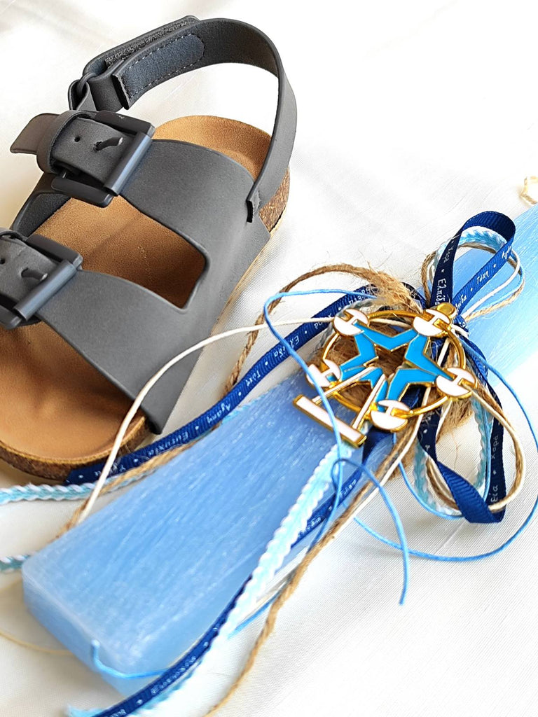 Λαμπάδα με Παιδικό Σανδάλι Αγόρι LP02 - Γκρι