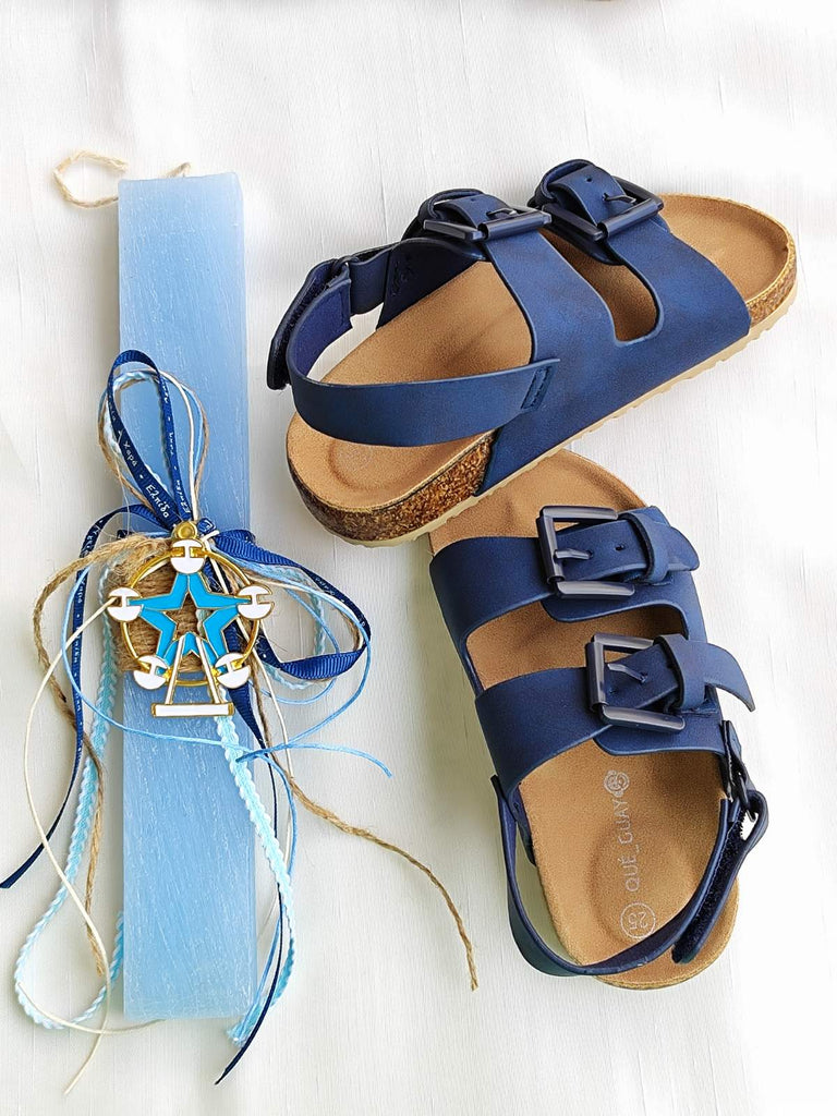 Λαμπάδα με Παιδικό Σανδάλι Αγόρι LP03 - Μπλε