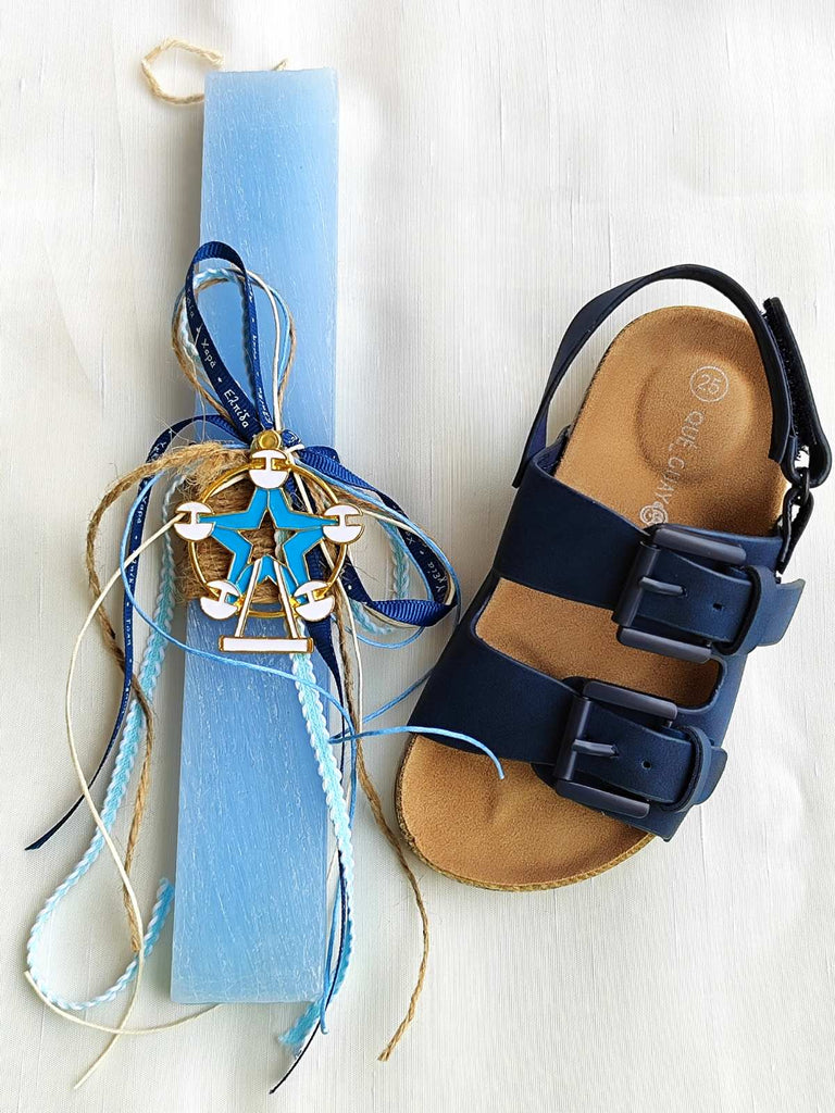 Λαμπάδα με Παιδικό Σανδάλι Αγόρι LP03 - Μπλε