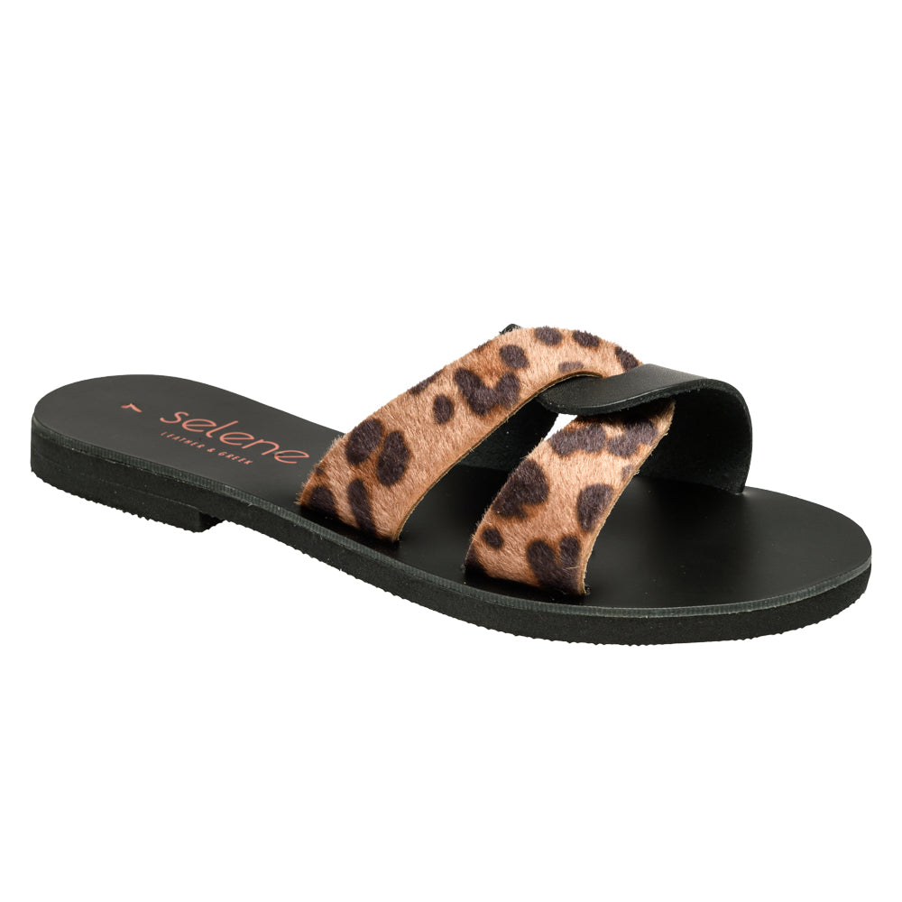 Flat Σανδάλι 720S- Μαύρο & Λεοπάρ