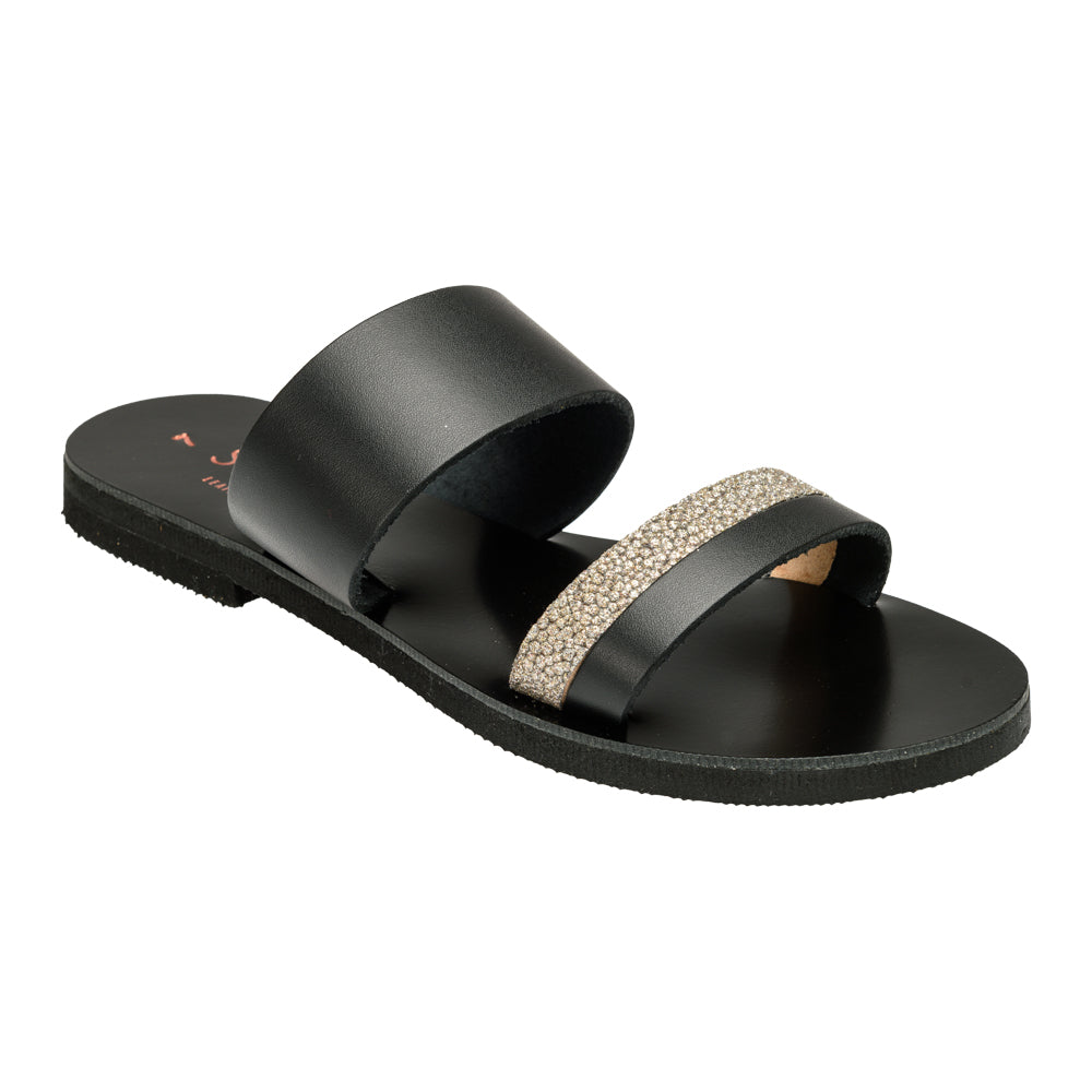 Flat Σανδάλι 722S- Μαύρο & Ασημί