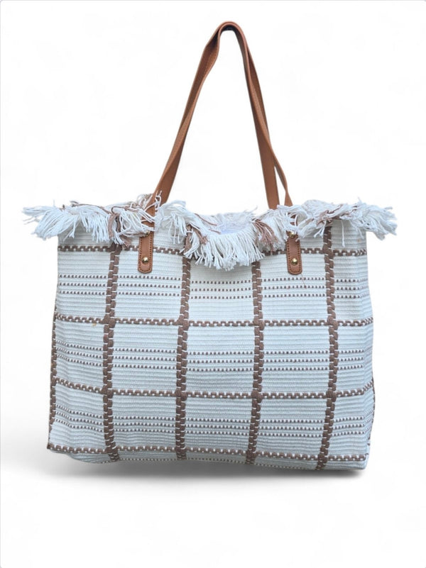 Χειροποίητη Τσάντα Μεγάλη B701 - Λευκή