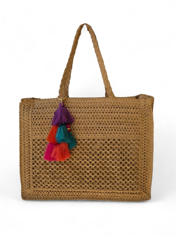 Χειροποίητη Τσάντα Μεγάλη B702 - Ταμπά Ψάθα