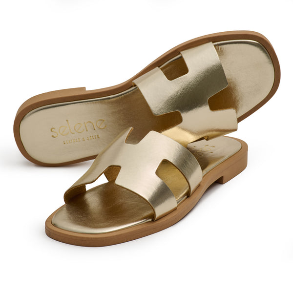 Soft Σανδάλι K244 Καρέ - Χρυσό Μεταλλικό