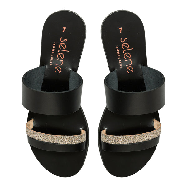 Flat Σανδάλι 722S- Μαύρο & Ασημί